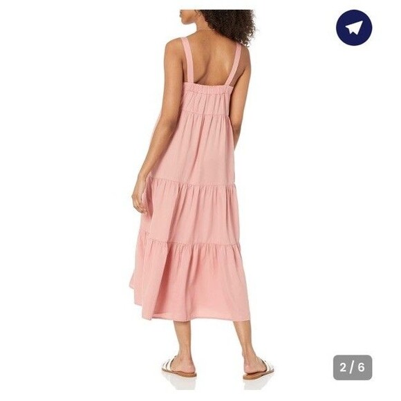 NEW The Drop Britt Tiered Maxi Tent Dress Rosette Mauve‎ Pink X-Small XS Boho - Picture 5 of 10